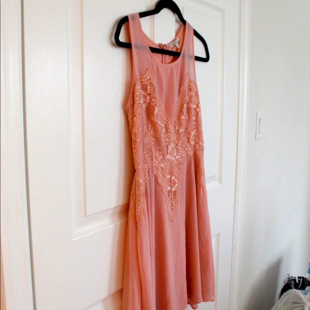 Pink lacy dress.